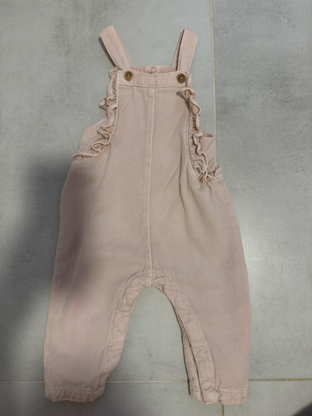 Zara Light Pink Ruffle Strap Overalls for Kids